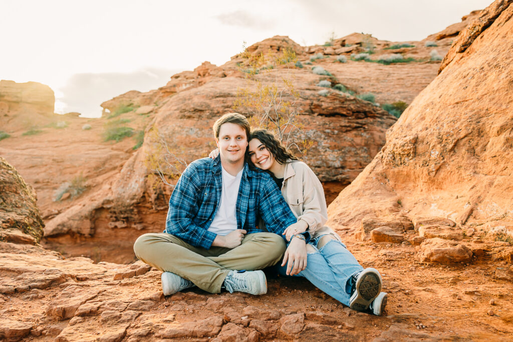 Boho Engagement red rock outfits spring Idaho