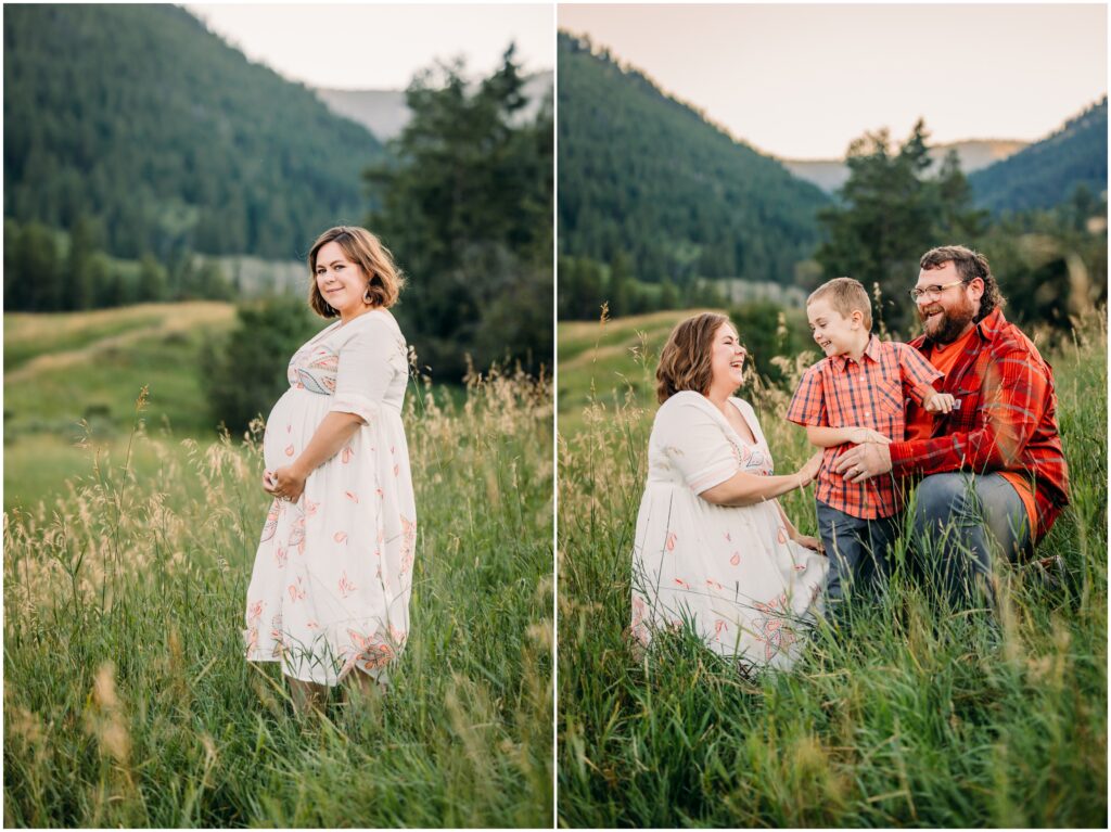 Swan Valley Idaho tall grass mountain maternity family photo session