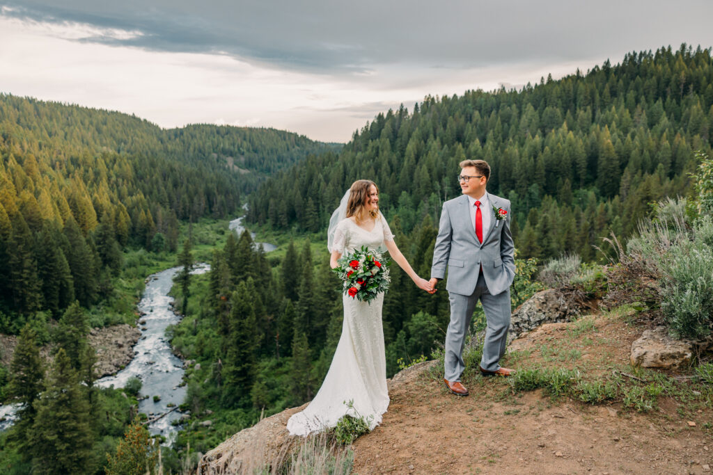 Island Park Summer wedding mountains Idaho photographer red roses 