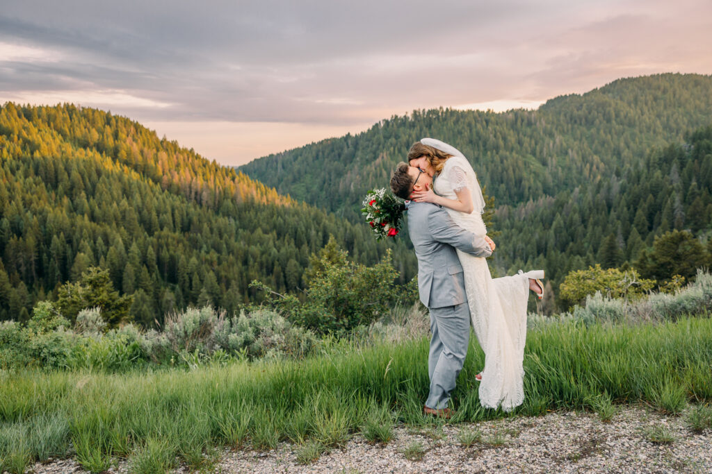 Island Park Summer wedding mountains Idaho photographer red roses 