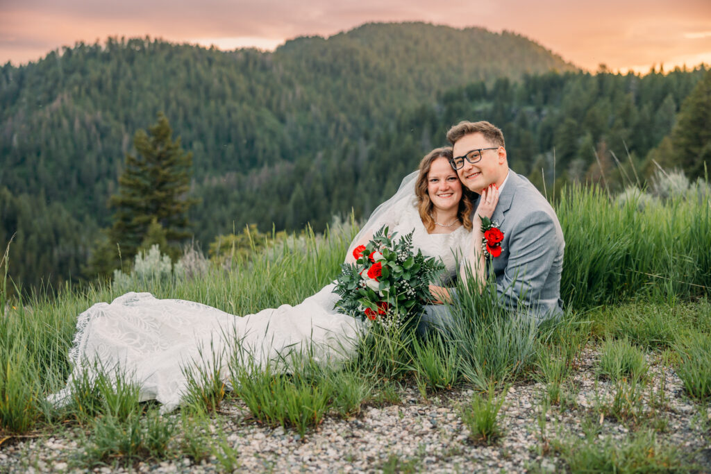 Island Park Summer wedding mountains Idaho photographer red roses 