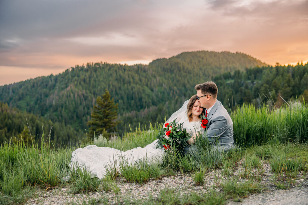 Island Park Summer wedding mountains Idaho photographer red roses 