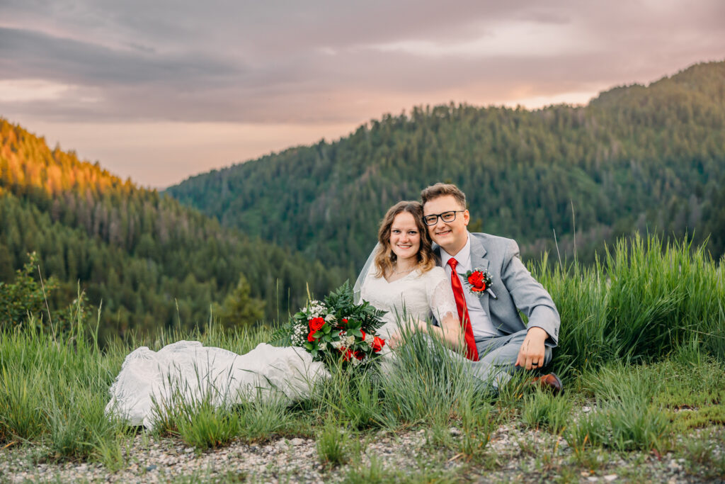 Island Park Summer wedding mountains Idaho photographer red roses 