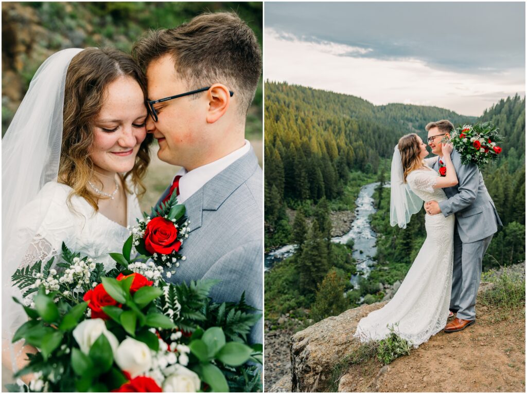 Island Park Summer wedding mountains Idaho photographer red roses 