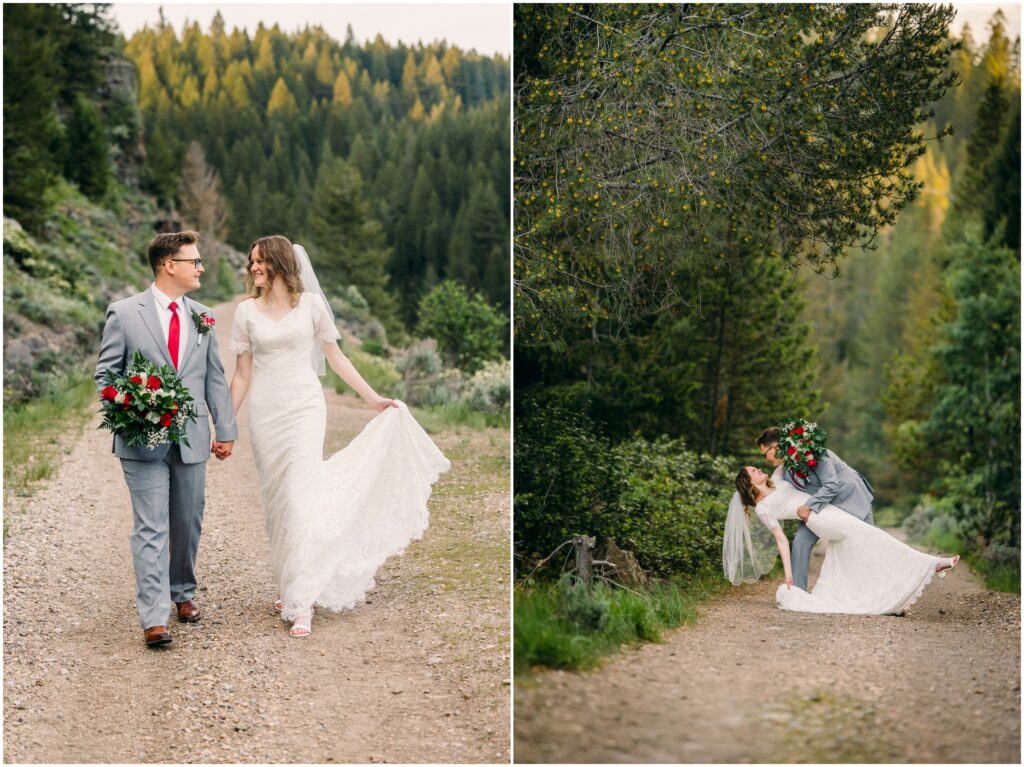 Island Park Summer wedding mountains Idaho photographer red roses 