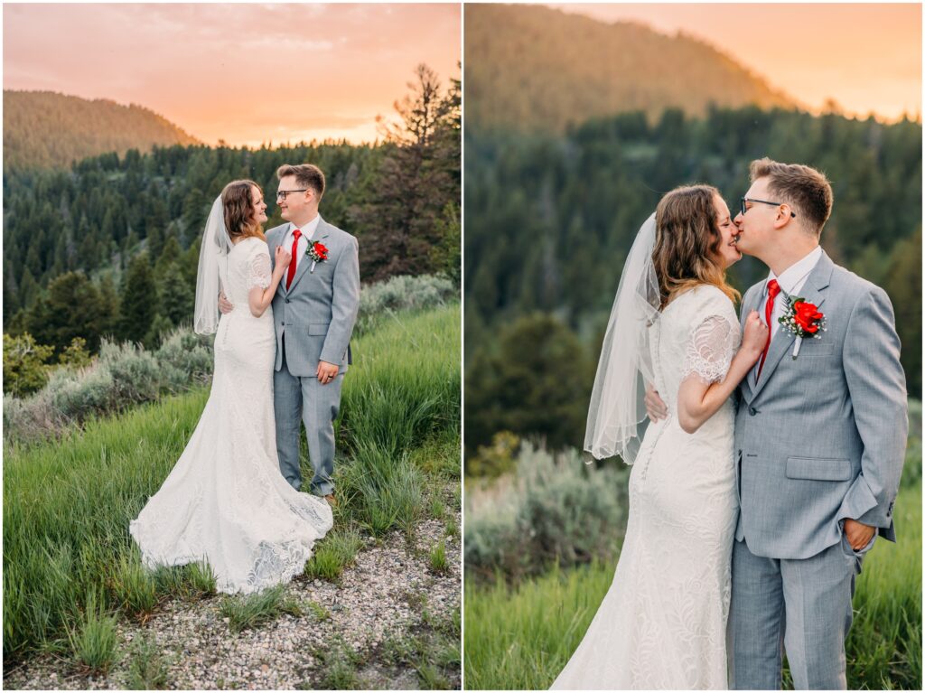 Island Park Summer wedding mountains Idaho photographer red roses 