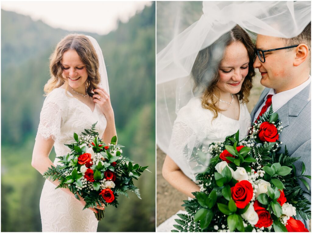 Island Park Summer wedding mountains Idaho photographer red roses 