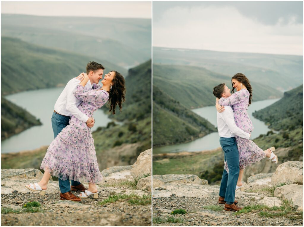 Swan Valley rainey engagement sessions with mountains