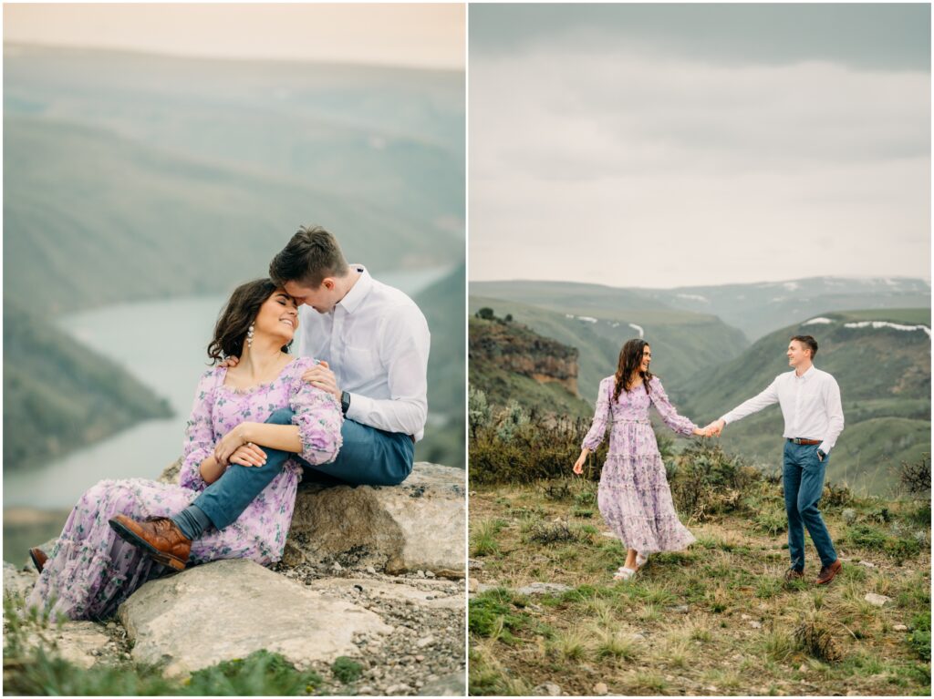 Swan Valley rainey engagement sessions with mountains