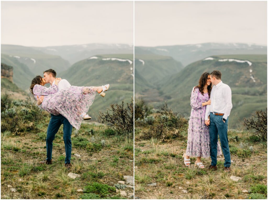 Swan Valley rainey engagement sessions with mountains