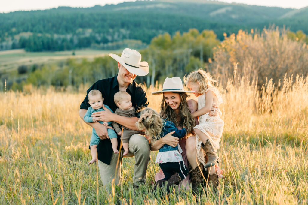 Swan Valley Idaho family photo session fall sunlight kids twin babies