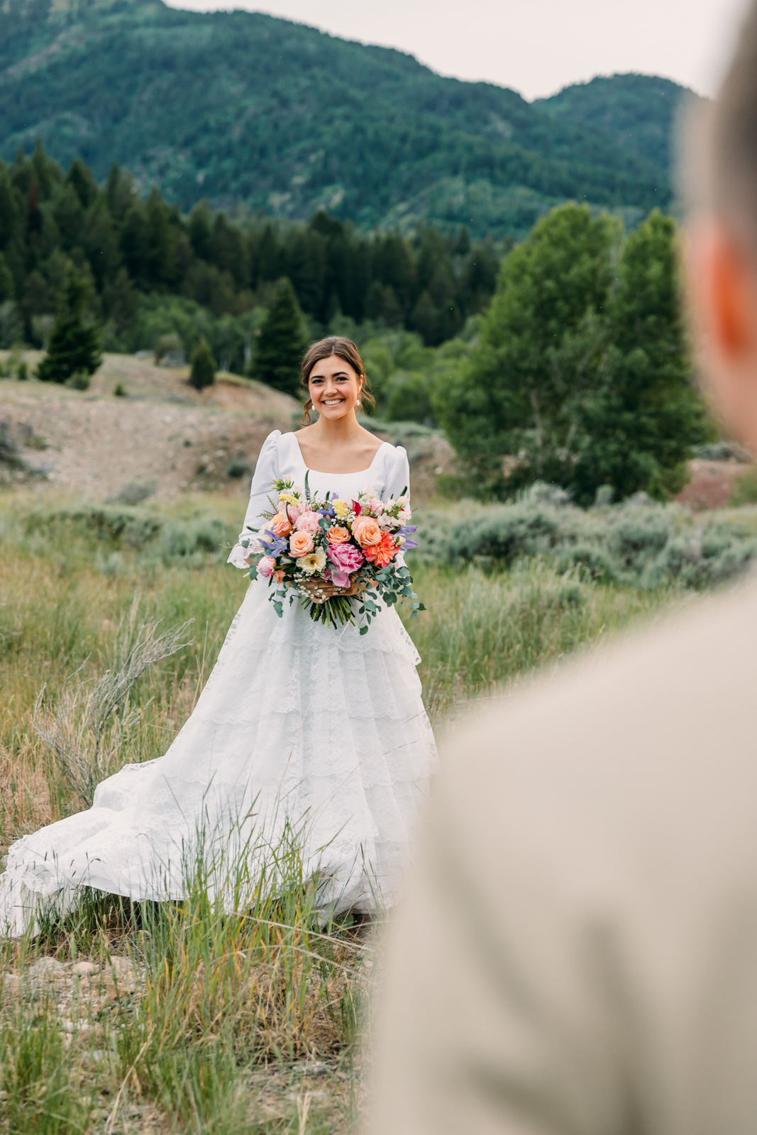 First look on wedding day at Swan Valley Idaho Rainey Creek Estate