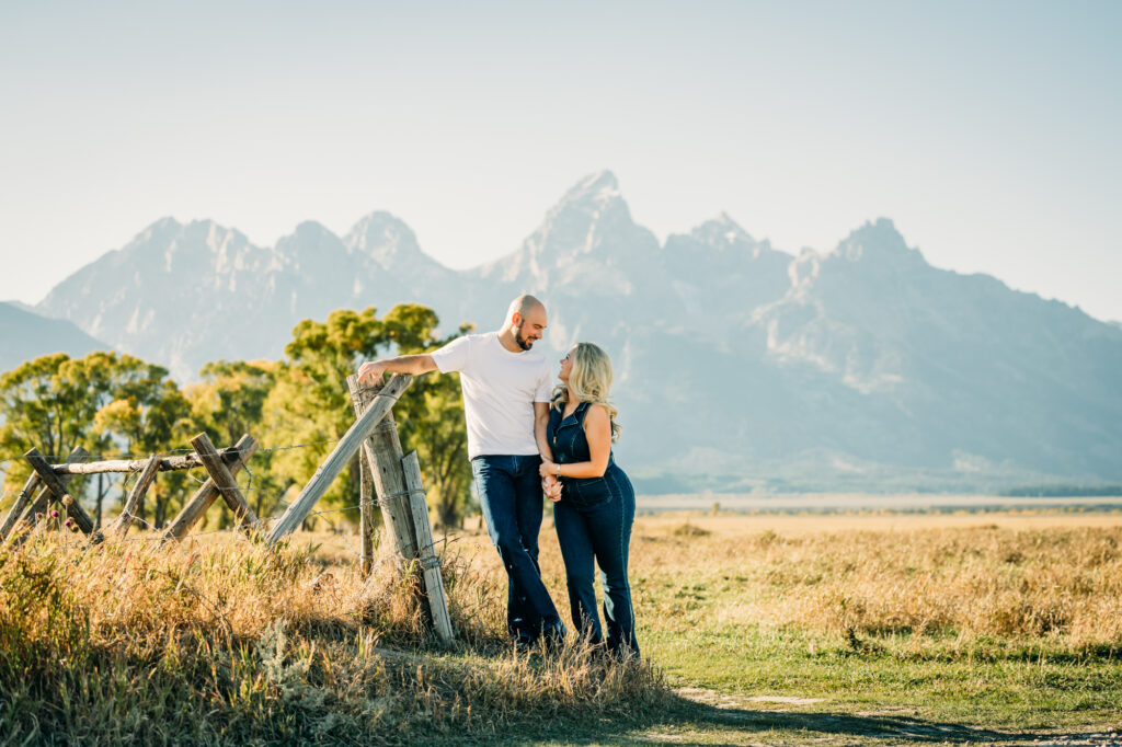 Mormon Row white dress photography bride and groom