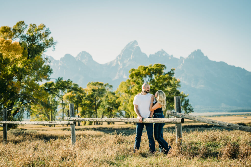 Grand Teton Engagement Schwabacher's Landing fall formal posing