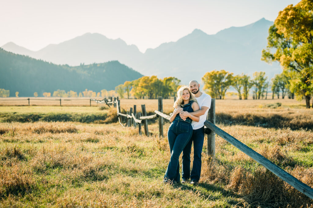 Grand Teton Engagement Schwabacher's Landing fall formal posing