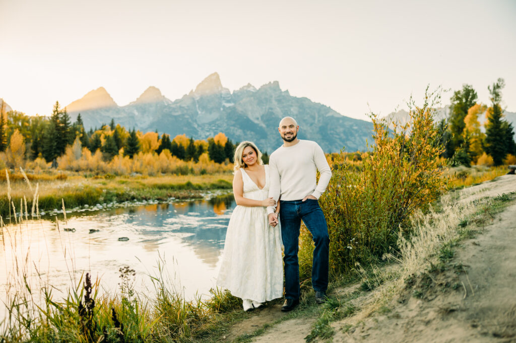 Grand Teton Engagement Schwabacher's Landing fall formal posing