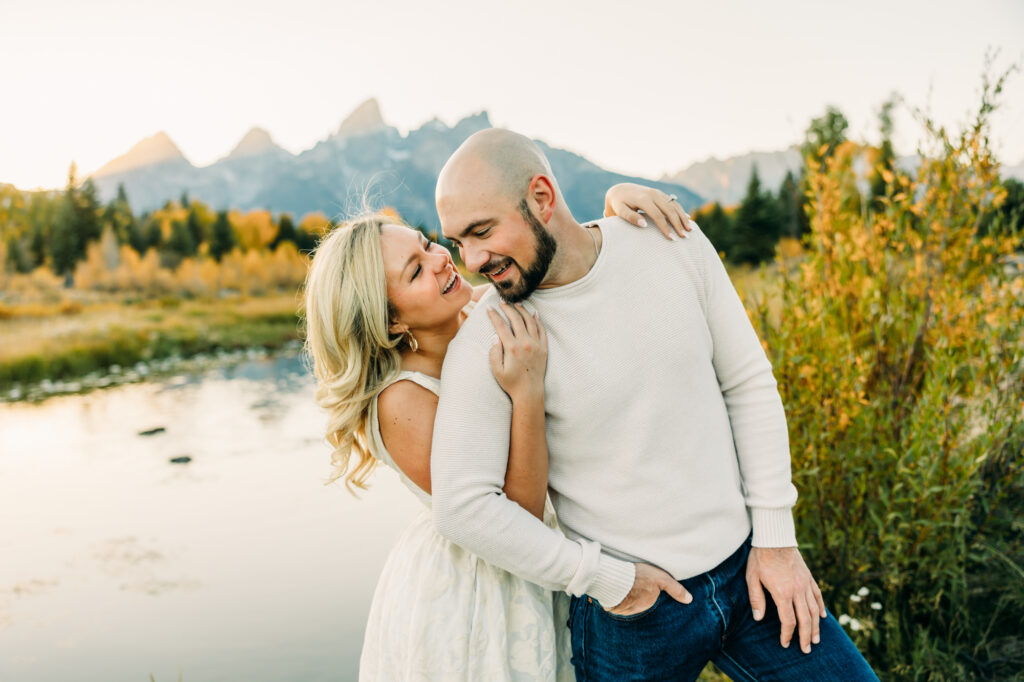 Grand Teton Engagement Schwabacher's Landing fall formal posing