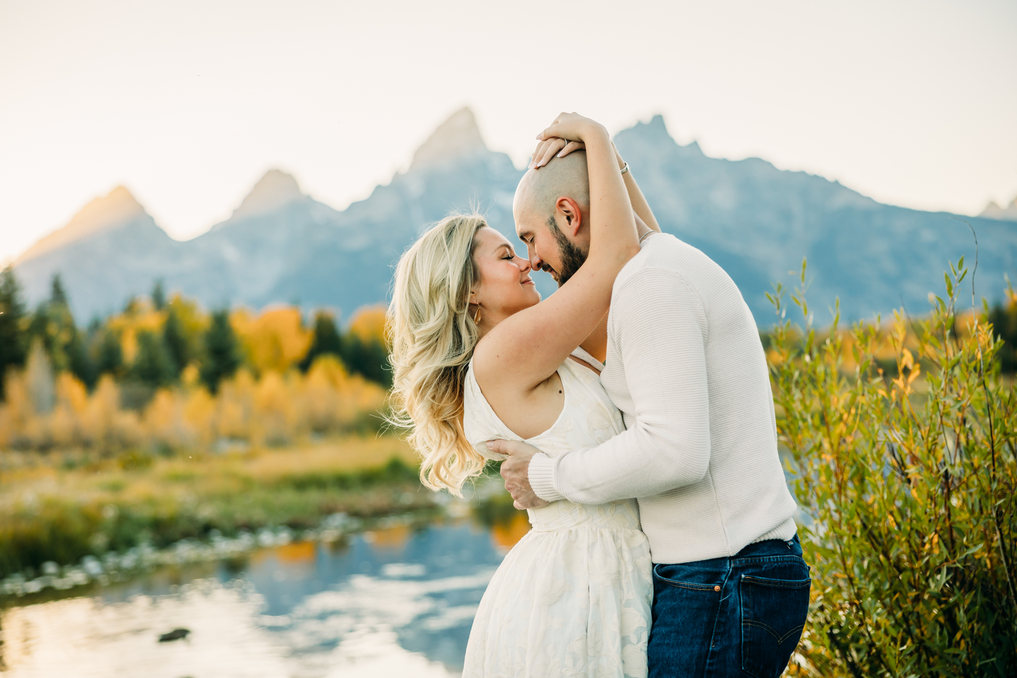 Grand Teton Engagement Schwabacher's Landing fall formal posing