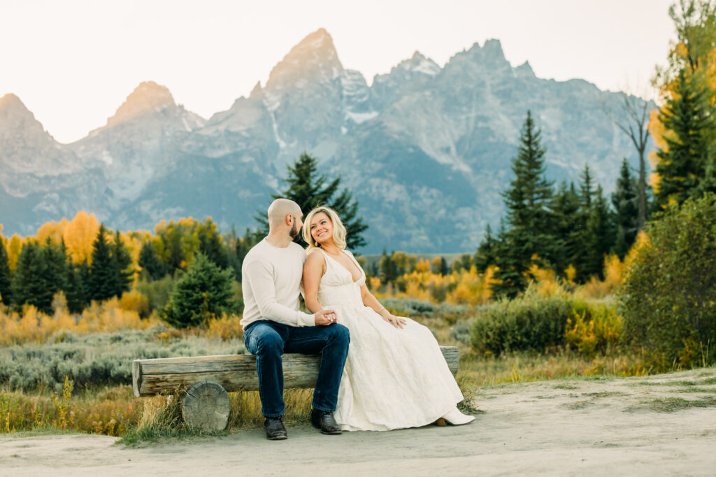 Grand Teton Engagement Schwabacher's Landing fall formal posing