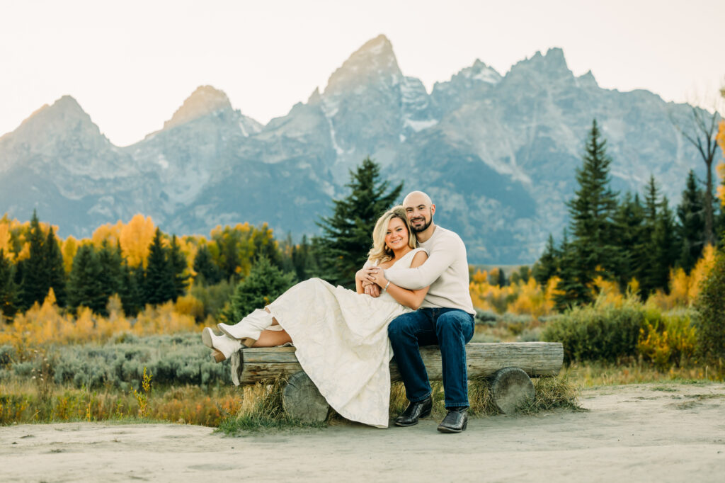 Grand Teton Engagement Schwabacher's Landing fall formal posing