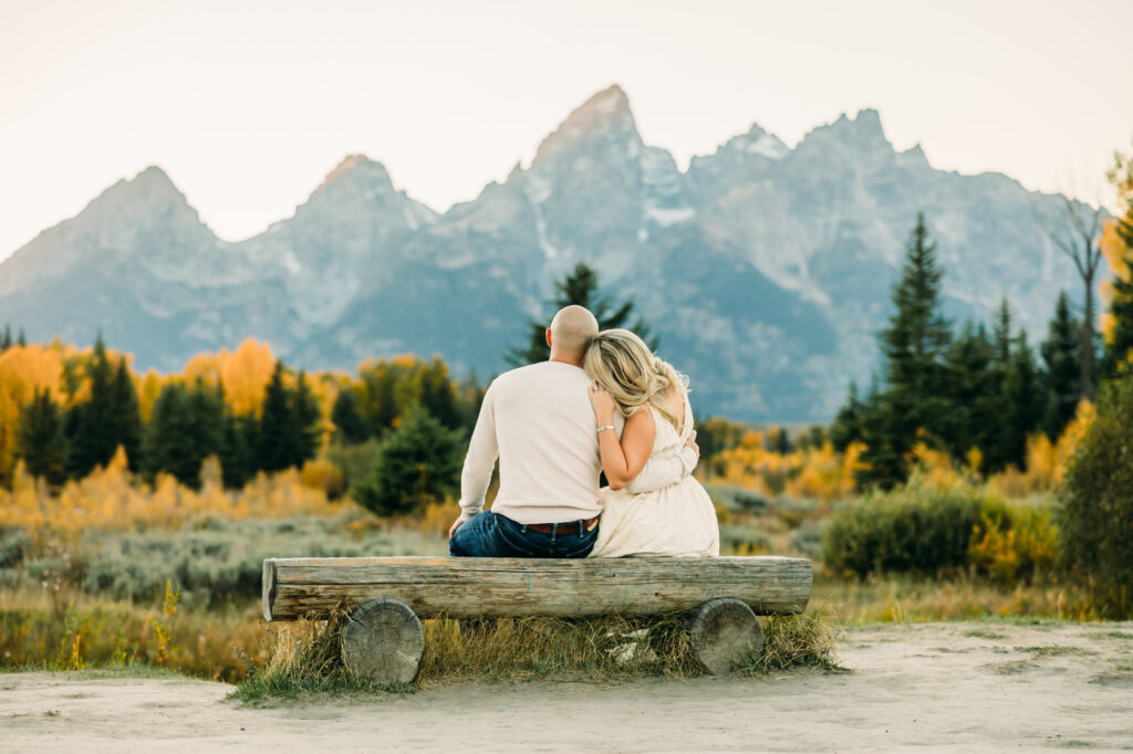 Grand Teton Engagement Schwabacher's Landing fall formal posing