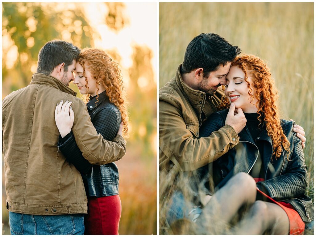 Rich and romantic fall idaho falls engagement photo session downtown