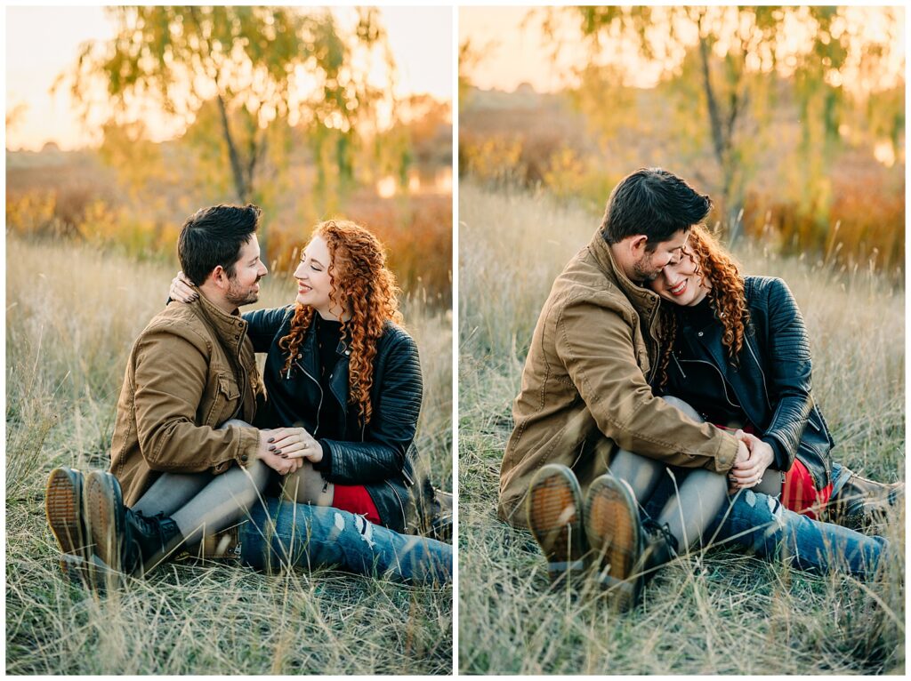 Rich and romantic fall idaho falls engagement photo session downtown