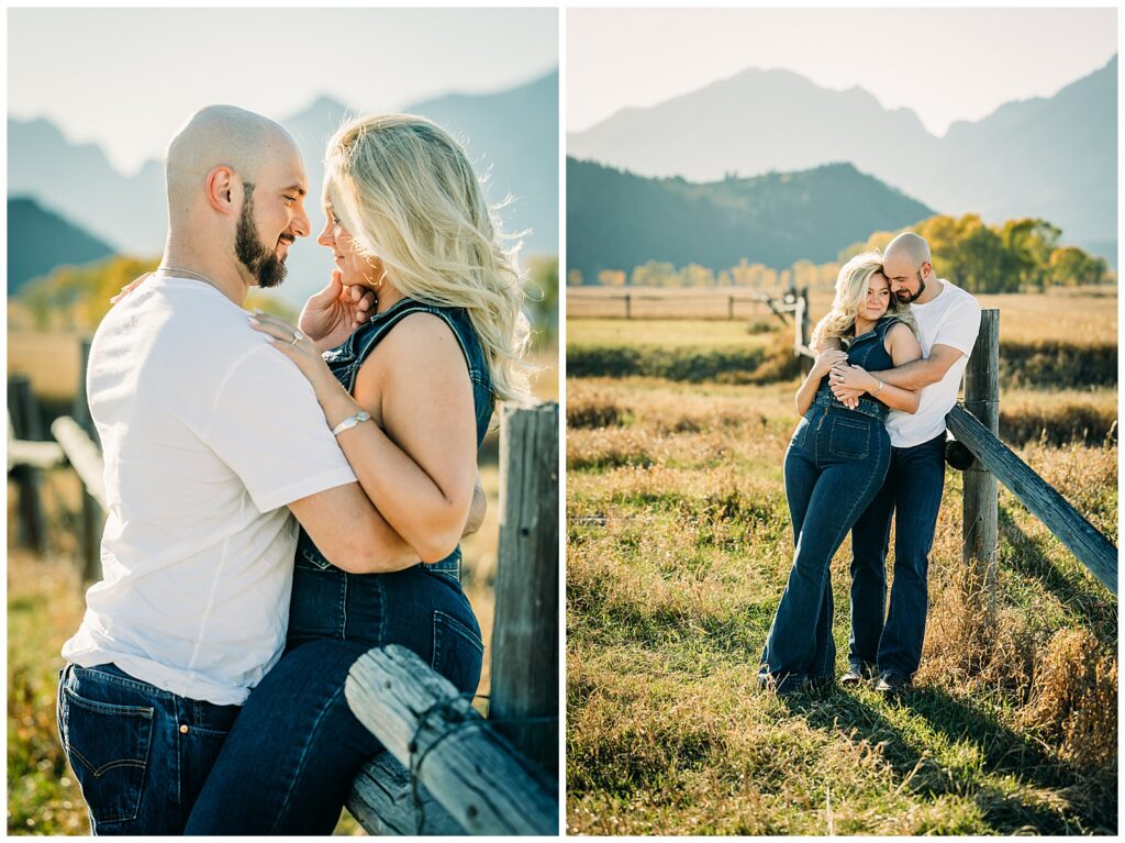 Mormon Row white dress photography bride and groom