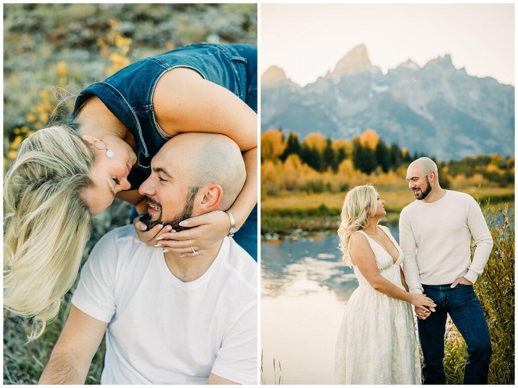 Mormon Row white dress photography bride and groom