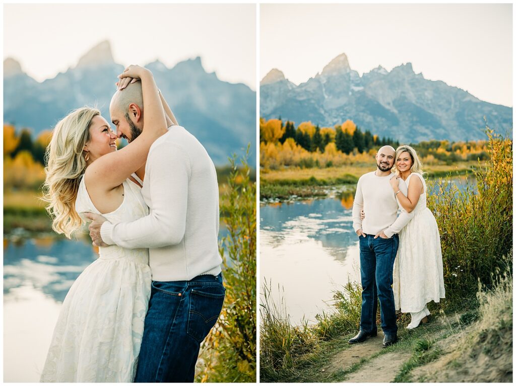 Mormon Row white dress photography bride and groom