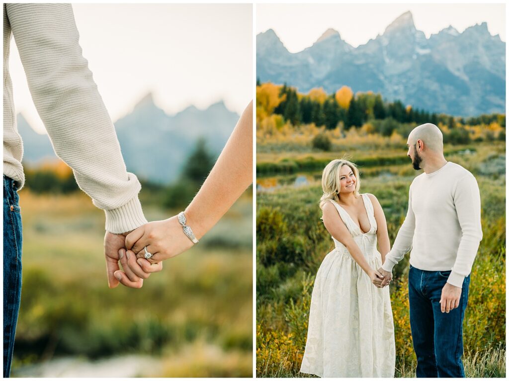 Mormon Row white dress photography bride and groom