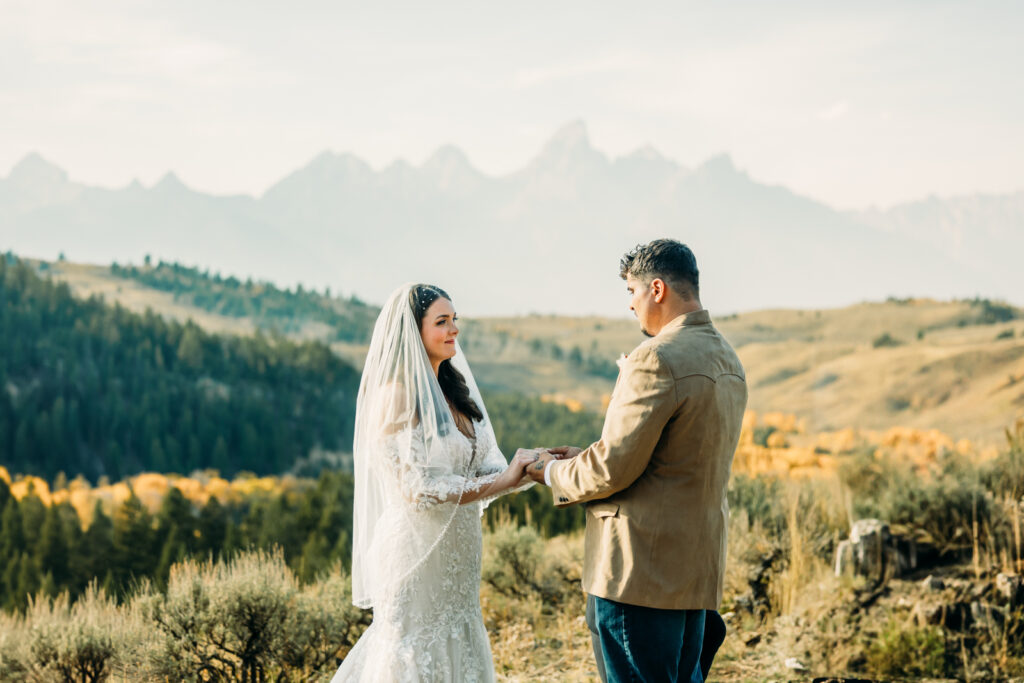 Elopement Ceremony at The Wedding Tree Wyoming Bridger-Teton National Forest Summer