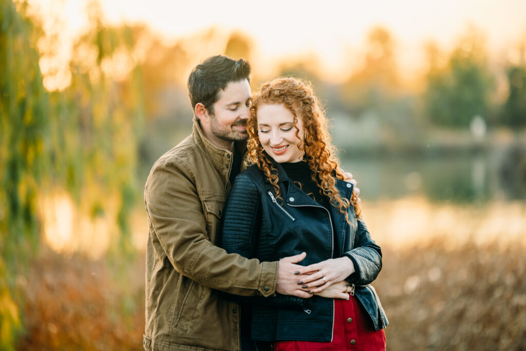 Rich and romantic fall idaho falls engagement photo session downtown