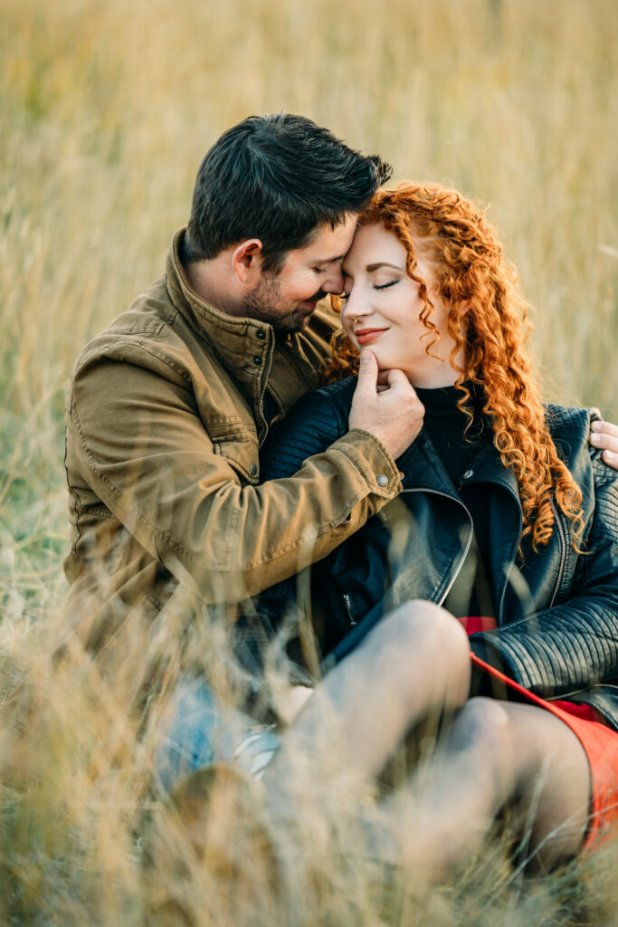 Rich and romantic fall idaho falls engagement photo session downtown