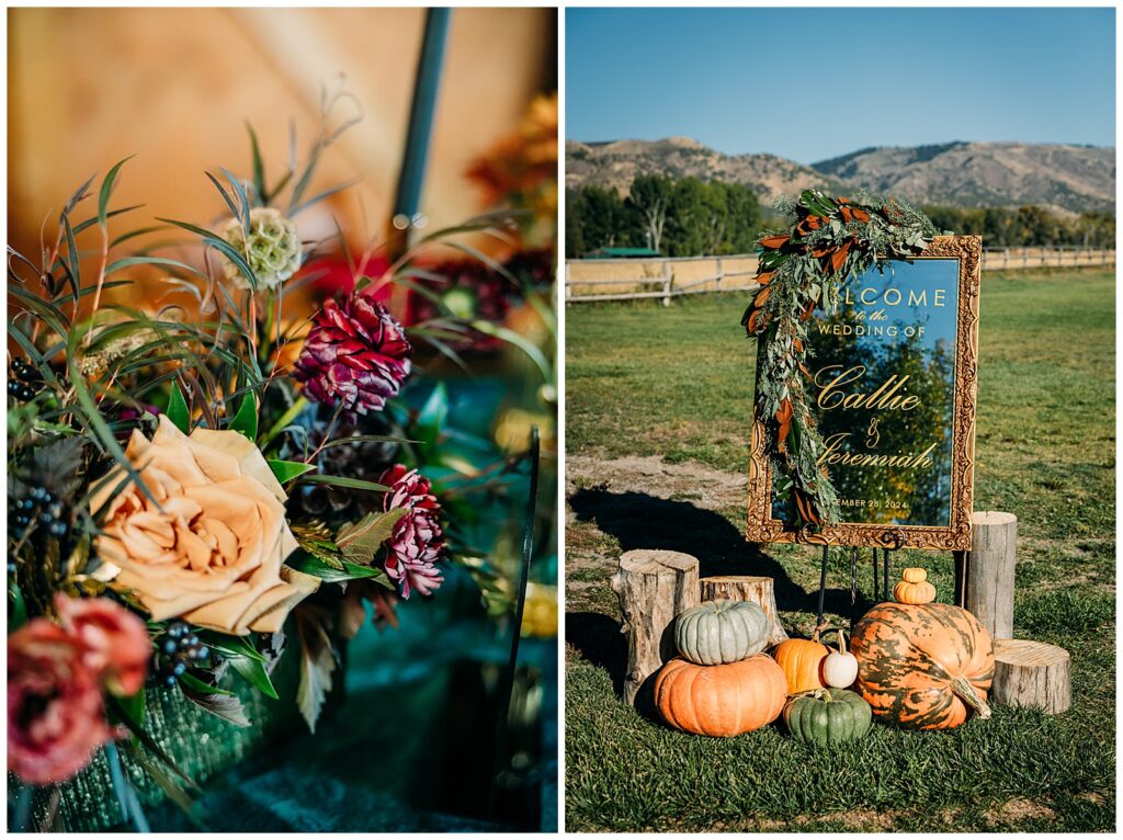 Fall inspired wedding in the mountains of Kelly Canyon Idaho Snake River