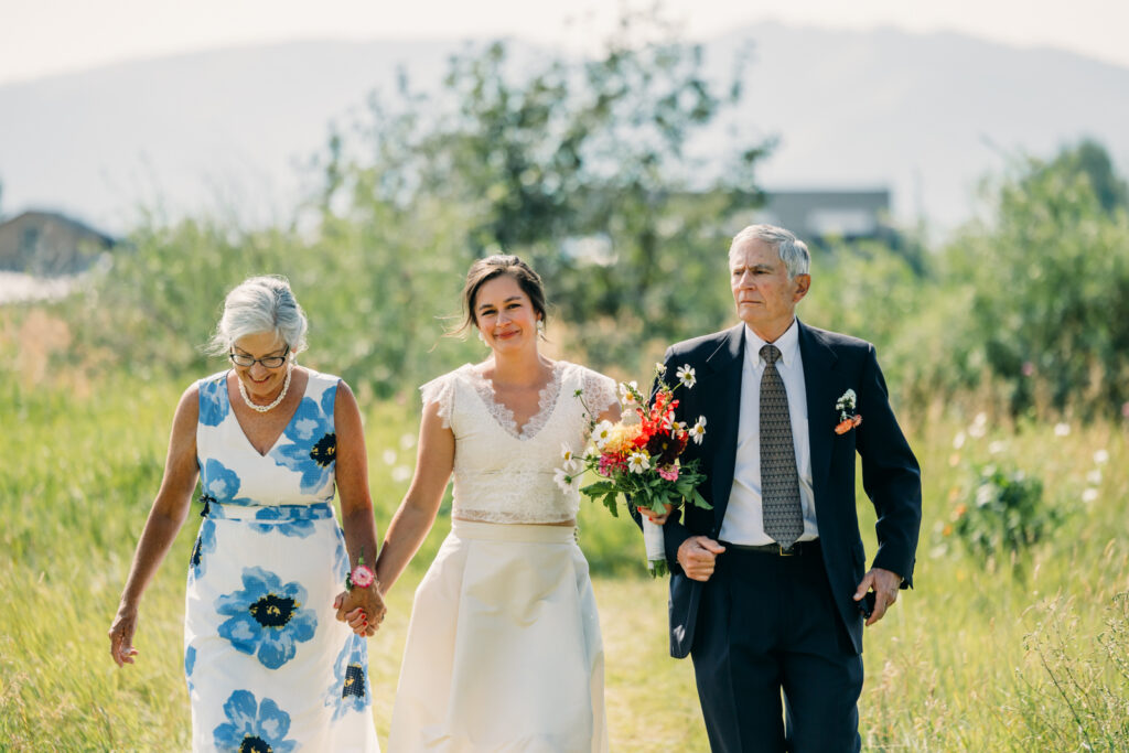 Grand Teton DIY wedding organic florals homemade dress Driggs Idaho 