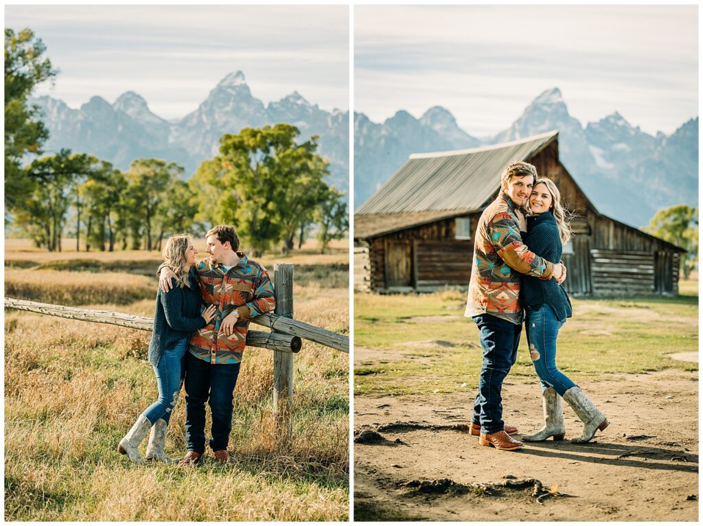 Mormon Row couple portraits engagements June tall grass T.A. Moulton Barn Grand Teton National park