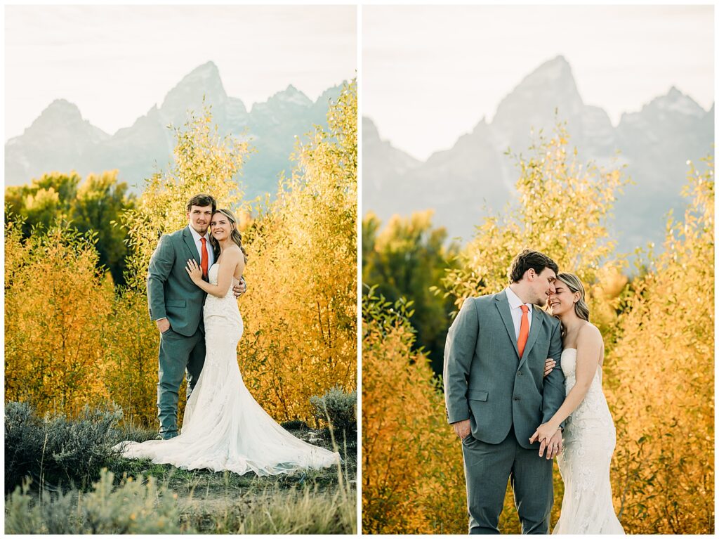 Schwabacher's Landing bride and groom portraits in Grand Teton National Park