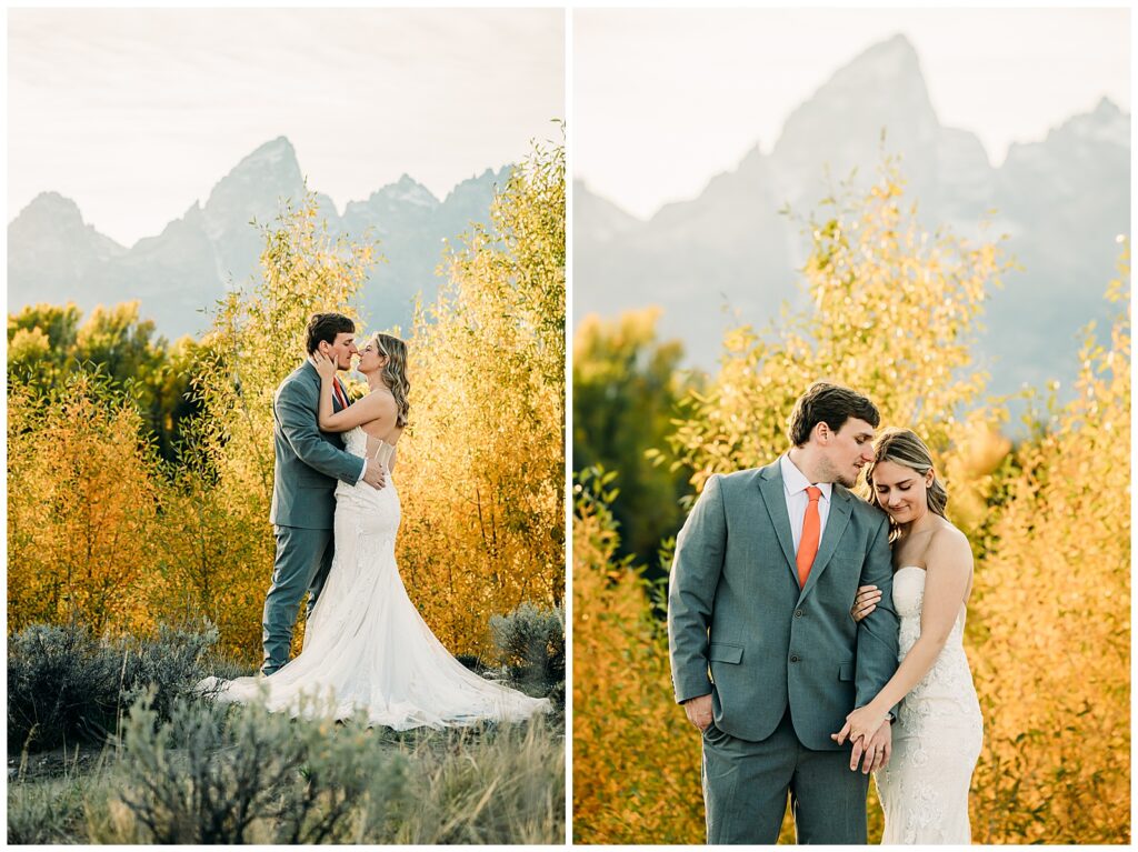 Schwabacher's Landing bride and groom portraits in Grand Teton National Park