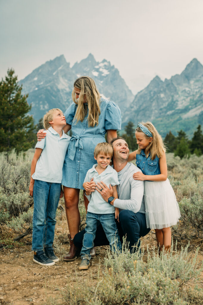 family photo session in Grand Teton National Park Cathedral Group Turnout Wyoming