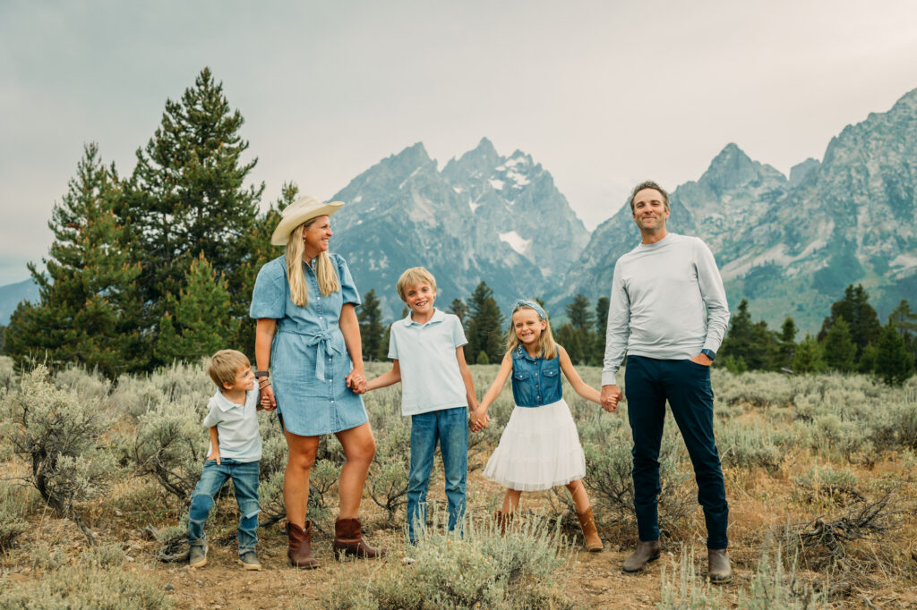 family photo session in Grand Teton National Park Cathedral Group Turnout Wyoming