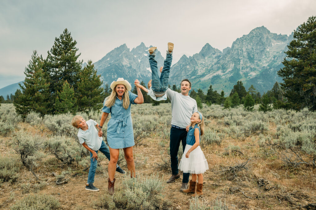 family photo session in Grand Teton National Park Cathedral Group Turnout Wyoming