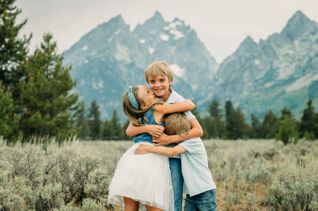 family photo session in Grand Teton National Park Cathedral Group Turnout Wyoming