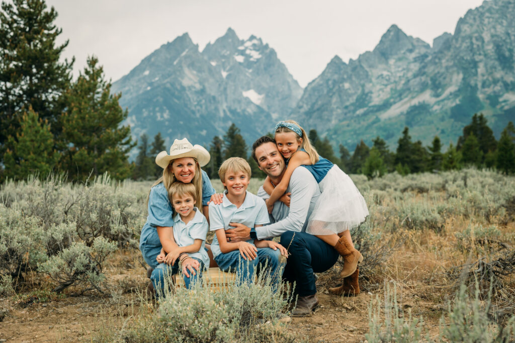 family photo session in Grand Teton National Park Cathedral Group Turnout Wyoming