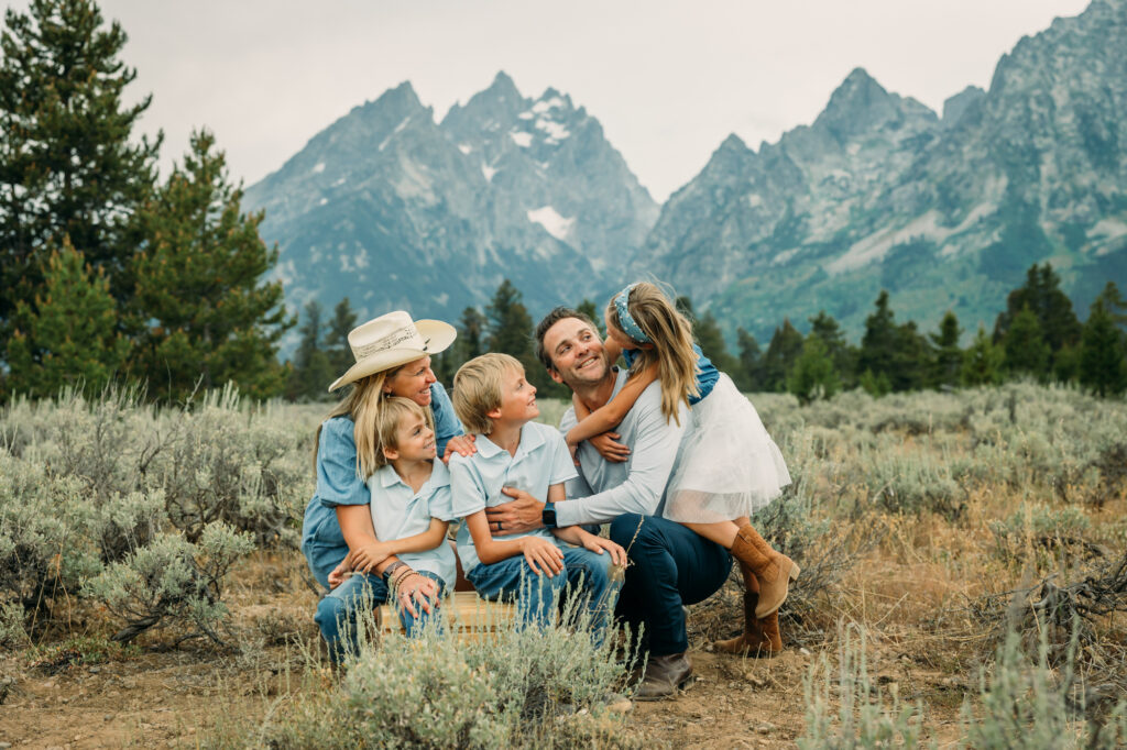 family photo session in Grand Teton National Park Cathedral Group Turnout Wyoming