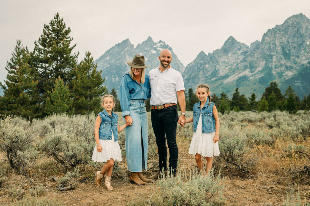 family photo session in Grand Teton Cathedral Group Turnout Wyoming