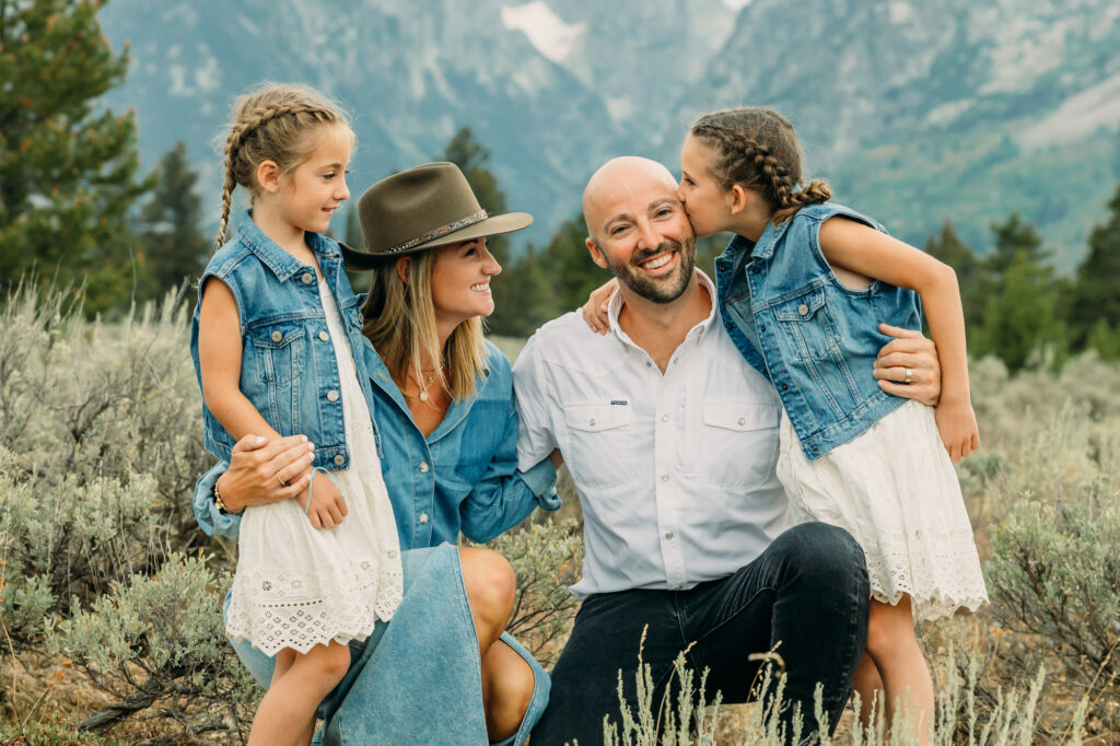 family photo session in Grand Teton Cathedral Group Turnout Wyoming