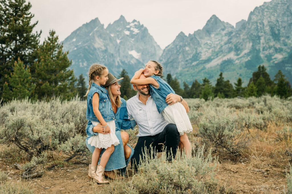 family photo session in Grand Teton Cathedral Group Turnout Wyoming