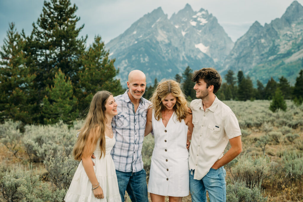 family photo session in Grand Teton Cathedral Group Turnout Wyoming