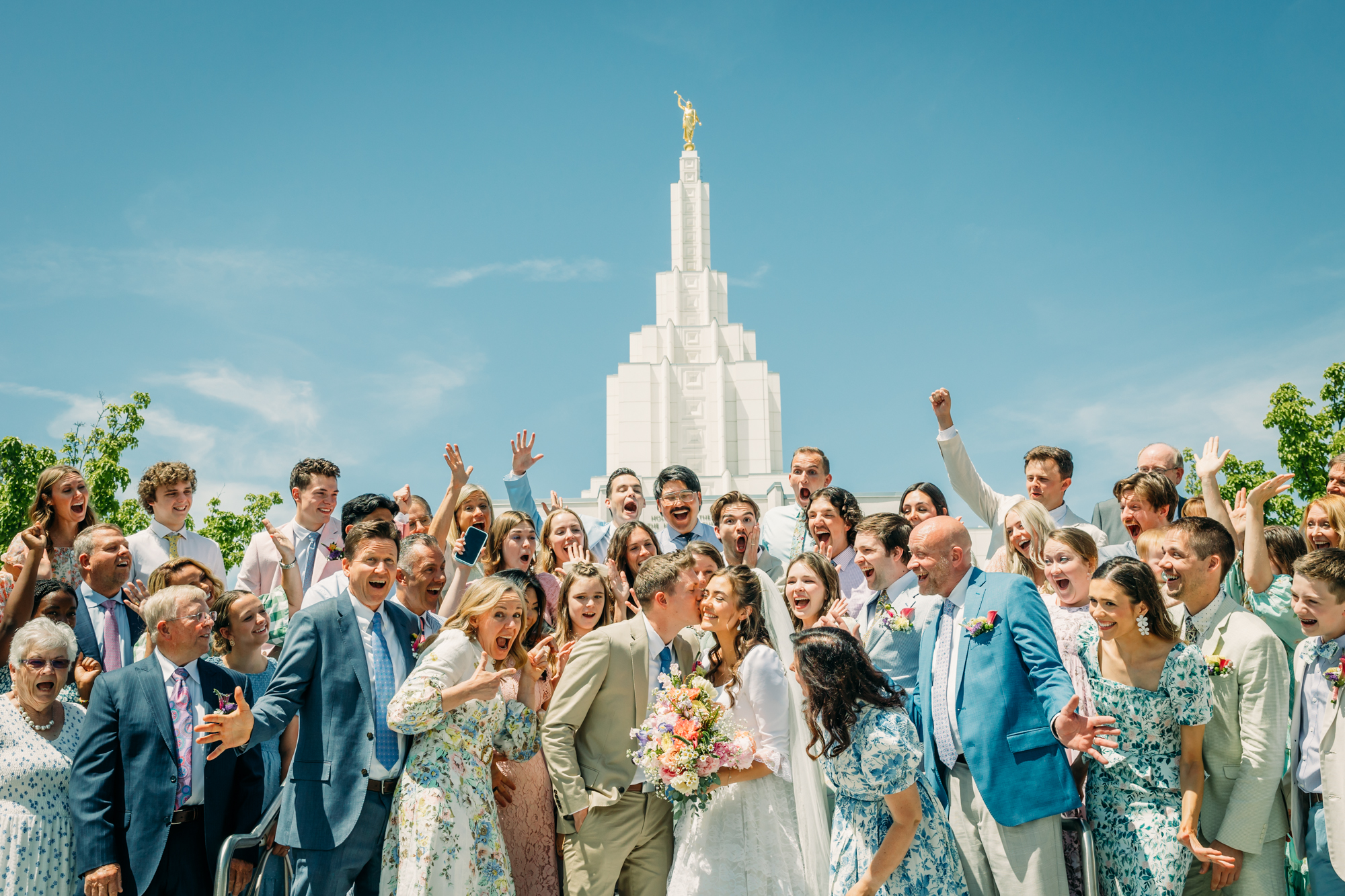 Idaho Falls LDS temple summer wedding vintage dress